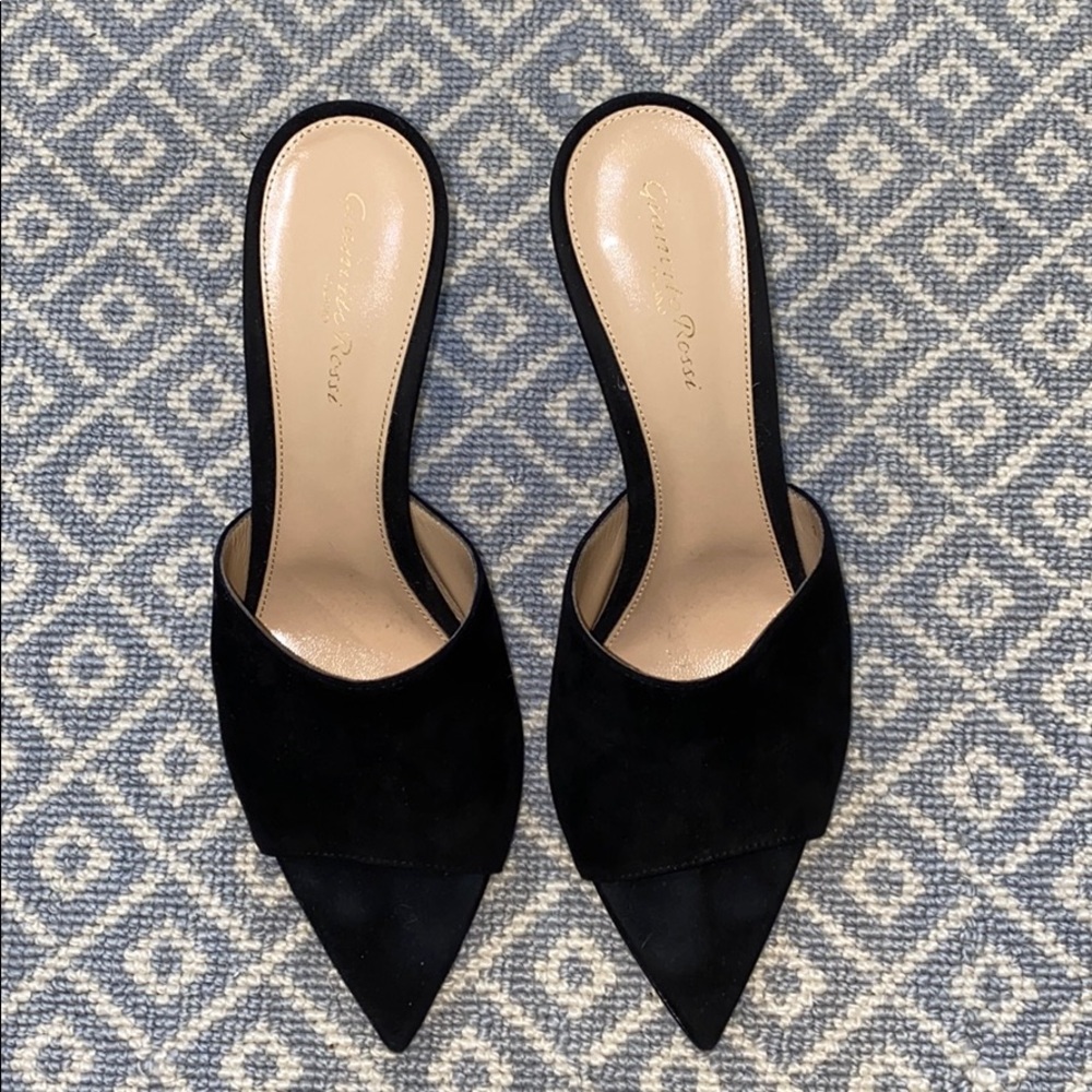 Gianvito Rossi Black Suede Pointed Toe Mules - Picture 2 of 8